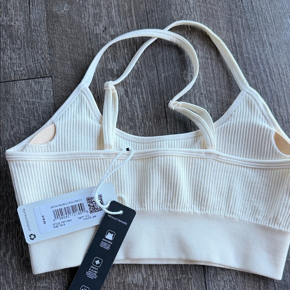 Cream Ribbed Sports Bra - Picture 2 of 3